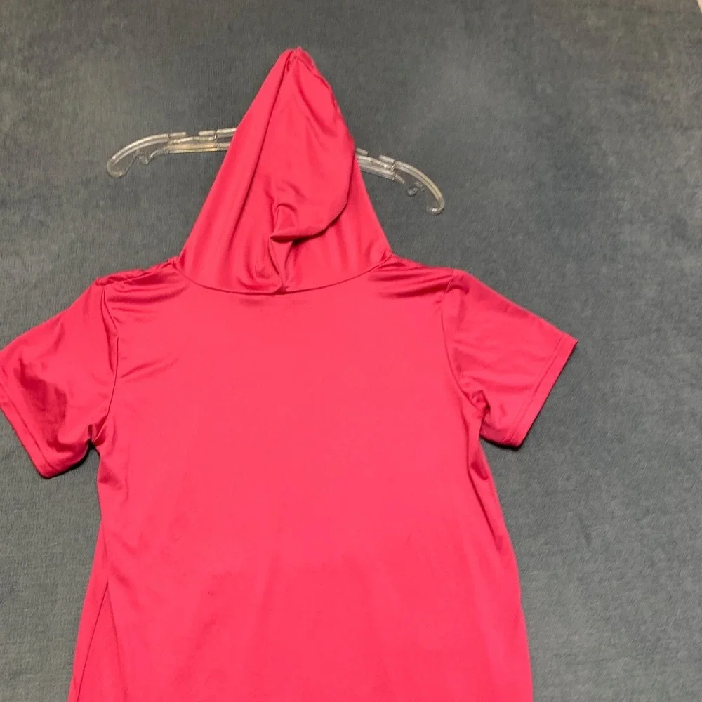 Spyder Swimsuit Cover Up Girls XL Pink Stretch Hood Short Sleeve Beach Swimwear